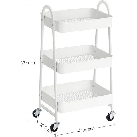 Rootz Kitchen trolley - Kitchen trolley - Serving trolley - 3 Levels - 2 Brakes - Handles - Metal - Black