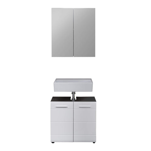 Rootz Bathroom 2-Piece Set - Bath Ensemble - Vanity Combo - Furnishing Set - Decor Suite - Bathroom Kit - Bath Duo - White High Gloss - 60 x 182 x 31 cm