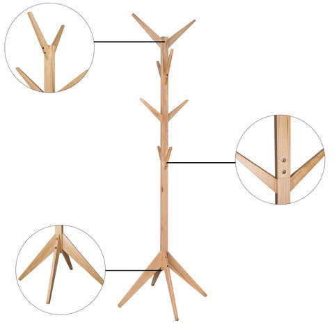 Rootz Kledingrek - Kledingkaststandaard - Kledinghouder - Kledinghanger - Kledingorganisator - Outfit-display - Kapstok - Naturel - 180 cm hoogte x 43 cm x 43 cm basis