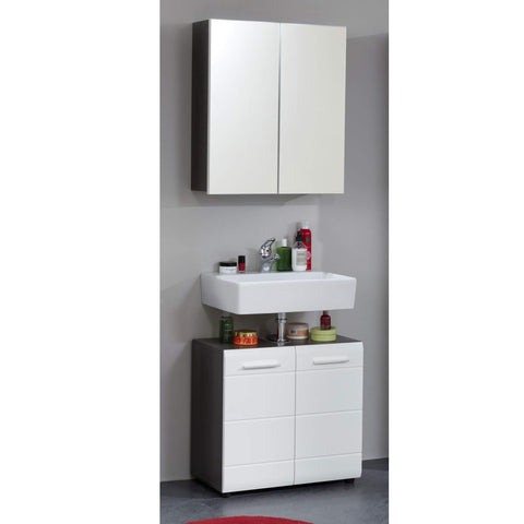 Rootz Bathroom 2-Piece Set - Bath Ensemble - Vanity Combo - Furnishing Set - Decor Suite - Bathroom Kit - Bath Duo - White High Gloss - 60 x 182 x 31 cm