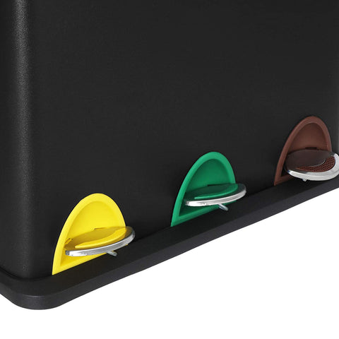 Rootz Trash can - 24 L - 3-in-1 - Pedal bin - Waste separation - Steel - Inner bin - Black - 46.5 x 29.5 x (40.5-65) cm