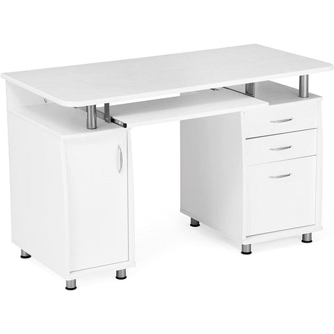 Rootz Desk - Chest of drawers - Storage space - Keyboard shelf - White - Processed Wood - Metal - ?121 x 60 x 76 cm