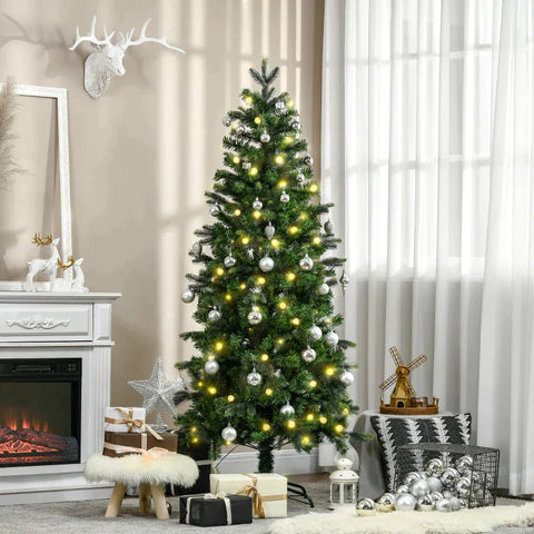 Rootz Christmas Tree - Artificial Fir Tree - Artificial Fir Christmas Tree - With Fairy Lights - Green - Plastic - 86 x 86 x 180cm