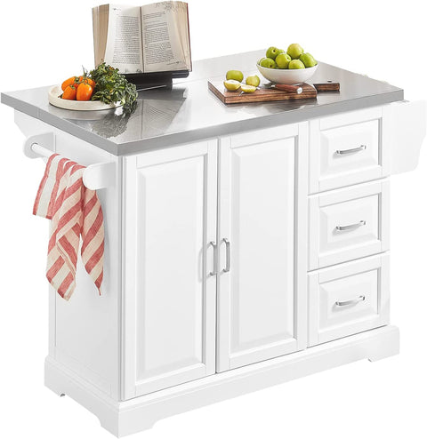 Rootz Uitschuifbaar keukeneiland - Kast Sideboard Kitchen - Opbergwagen met roestvrijstalen werkblad