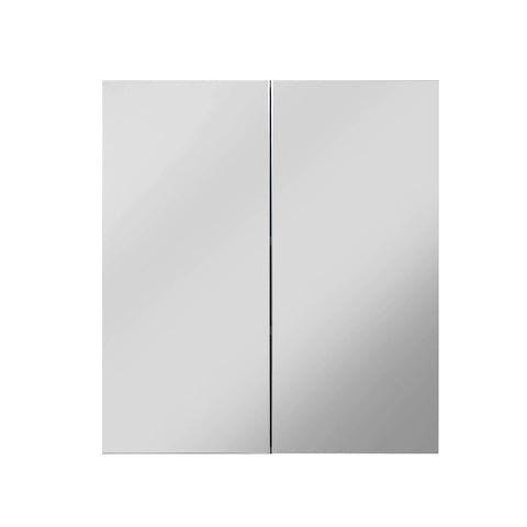 Rootz Bathroom Mirror Cabinet - Reflection Unit - Vanity Storage - Wall Organizer - Bath Fixture - Reflective Shelf - Washroom Holder - White High Gloss/Smoky Silver - 60 x 67 x 18 cm