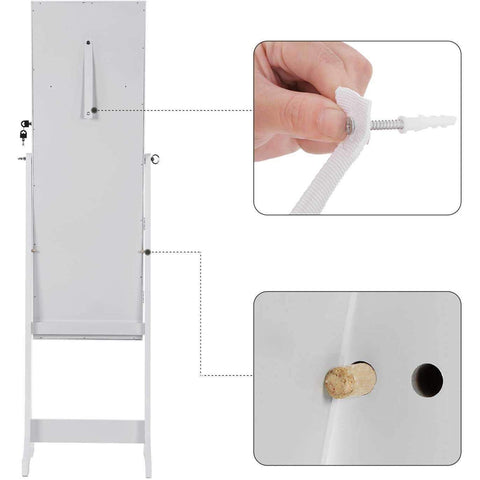 Standing Jewelery Cabinet with Mirror and LED lighting - Lockable - Jewelery storage cabinet with large mirror