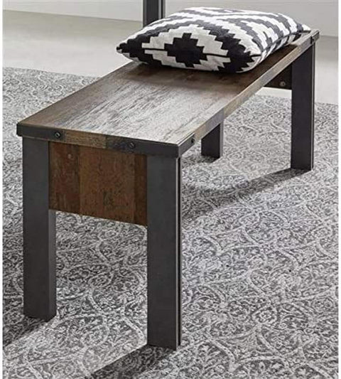 Rootz Living Room Bench - Seating - Lounge Seat - Furnishing Stool - Daybed - Ottoman - Old Wood NB Replica - 140 x 44 x 35 cm