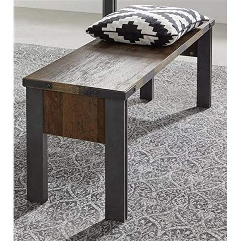 Rootz Living Room Bench - Seating - Lounge Seat - Furnishing Stool - Daybed - Ottoman - Old Wood NB Replica - 140 x 44 x 35 cm