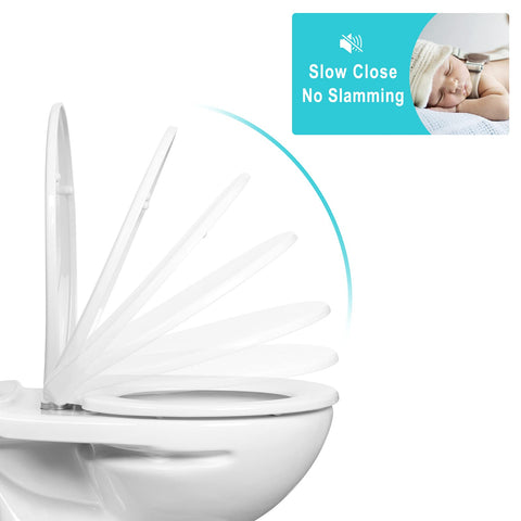 Rootz Toilet Seat - WC Lid - Lavatory Cover - Bathroom Accessory - Loo Top - Restroom Fixture - John Lid - White (WS2586) - 19.2 x 15.8 x 2.7 inches.