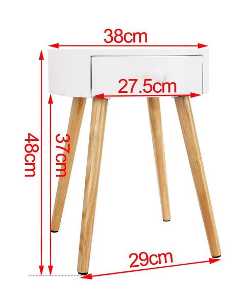 Rootz Bedside Table - Nightstand - Night Table - Accent Table - Side Table - End Table - Storage Stand - White - 38x38x48cm