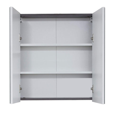 Rootz Bathroom Mirror Cabinet - Reflection Unit - Vanity Storage - Wall Organizer - Bath Fixture - Reflective Shelf - Washroom Holder - White High Gloss/Smoky Silver - 60 x 67 x 18 cm