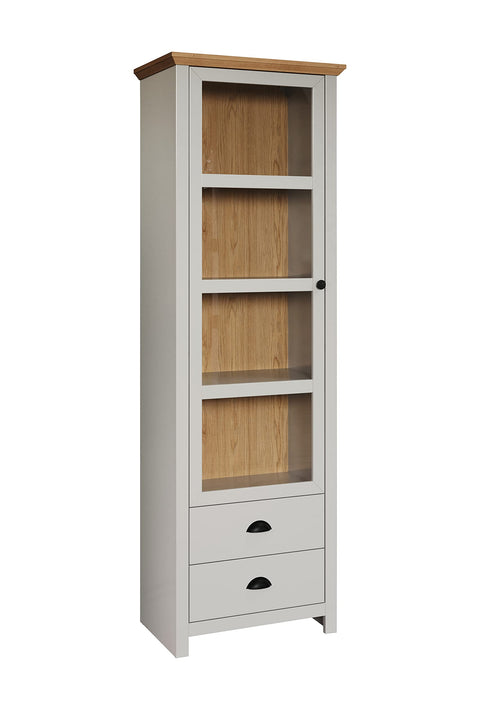 Rootz Display Cabinet - Showcase - Curio - Exhibit Case - Trophy Holder - Storage Unit - Light Grey/Artisan Oak - 65x201x41 cm