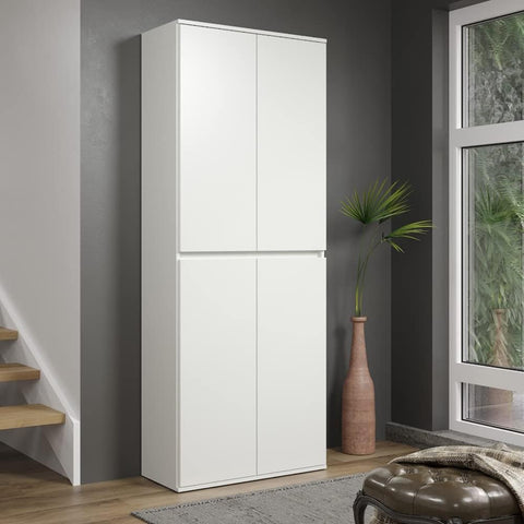 Rootz Multi-purpose Wardrobe - Storage Cabinet - Clothes Organizer - Modern Closet - Spacious Cupboard - Household Unit - White - 74 x 191 x 34 cm