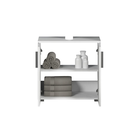 Rootz Vanity Unit - Bathroom Cabinet - Under-Sink Storage - Washstand - Bath Organizer - Sink Console - Base Cabinet - White with High Gloss Finish - 60x58x34 cm