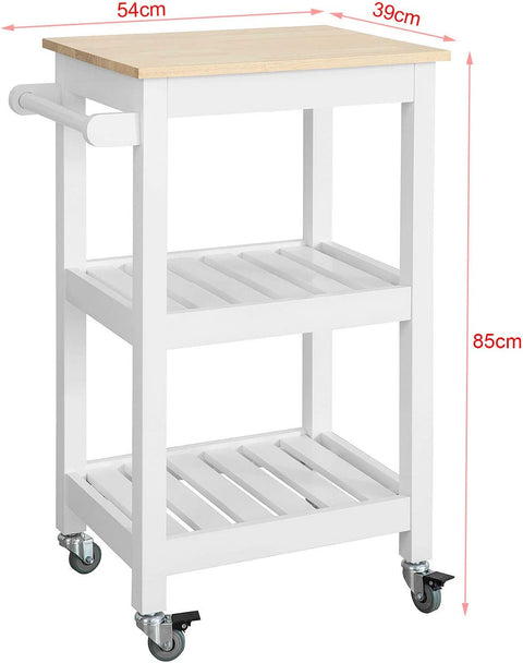 Rootz Keukenopbergwagen Serveerwagen Keukenplank met rubberen houten blad, 2 planken