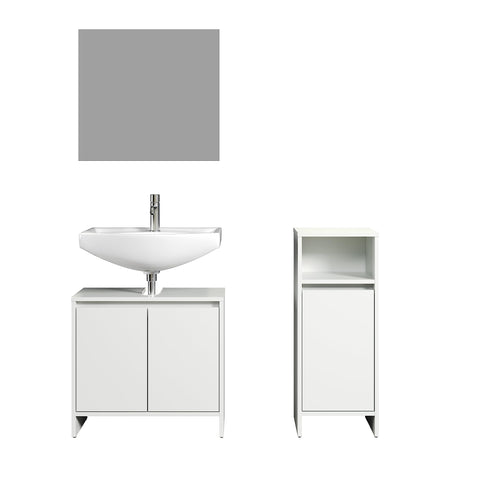 Rootz Basic Bathroom Set - Bath Ensemble - Vanity Collection - Restroom Suite - Washroom Set - Lavatory Combo - Toilet Furniture - White - 107 x 164 x 28 cm