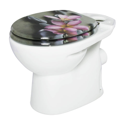 Rootz Toilet Seat - Lavatory Lid - Bathroom Accessory - Commode Cover - Restroom Essential - Throne Top - Loo Seat - Flower Gray - 37.8x43.8cm
