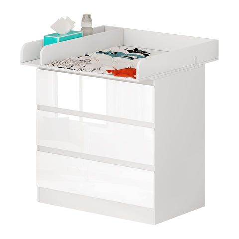 Rootz Baby Changing Solution - Nursery Necessity - Diapering Delight - Baby Care Essential - White & Glossy - Space-Saving Design - Compact Dimensions