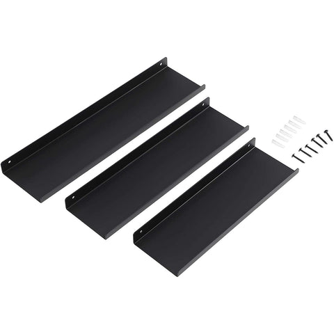 Rootz Wall Shelves - Set Of 3 - Metal - Book Shelves - Black - Floating - Various Sizes