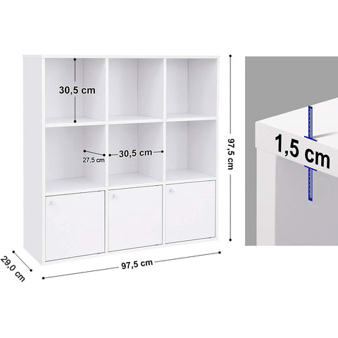 Rootz Bookcase White 9 Compartments - Bookcases White Children's room
