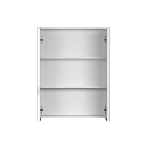 Rootz Mirror Cabinet - Reflective Storage - Wall Unit - Bathroom Organizer - Vanity Holder - Glossy Case - White High Gloss Finish - 60x78x18 cm