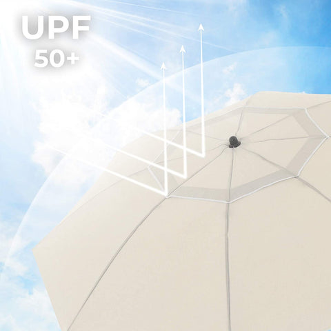 Rootz Parasol - Beach Parasol - Tilt Mechanism - Octagonal - Polyester - Carry Bag - Beige - 1.6 m