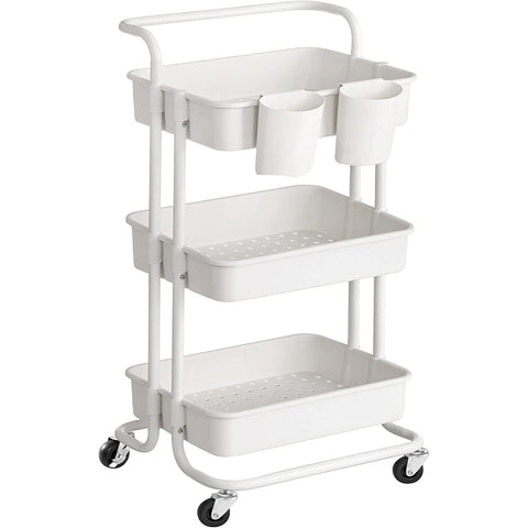 Rootz Kitchen trolley - Kitchen trolley - Serving trolley - 2 Trays - 2 Brakes - Plastic Storage compartments - Black