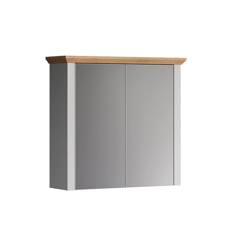 Rootz Landside Spiegelschrank - Mirror Cabinet - Wall Storage - Reflective Unit - Glass Closet - Vanity Holder - Wall-mounted Organizer - Light Grey/Artisan Oak - 78x73x24 cm