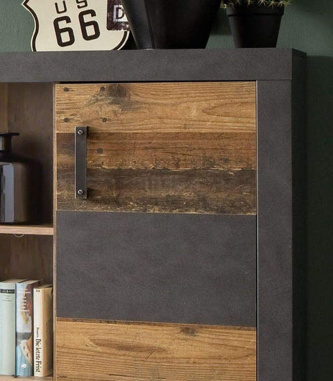 Rootz Wall cabinet - Sideboard - Brown and Black - 87 x 118 x 34 cm