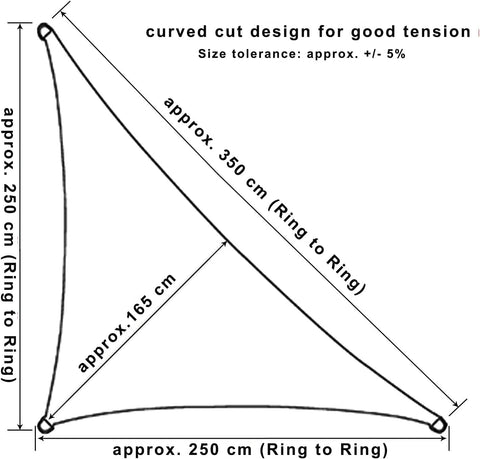 Rootz Sun Sail - Shade Canopy - UV Protector - Garden Awning - Patio Cover - Sunshade - Outdoor Shelter - Gray - 2,5x2,5x3,5m