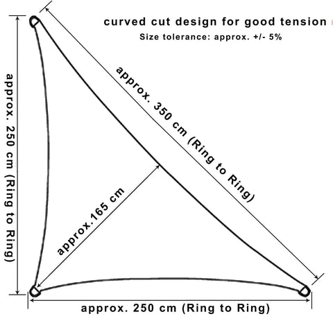 Rootz Sun Sail - Shade Canopy - UV Protector - Garden Awning - Patio Cover - Sunshade - Outdoor Shelter - Gray - 2,5x2,5x3,5m