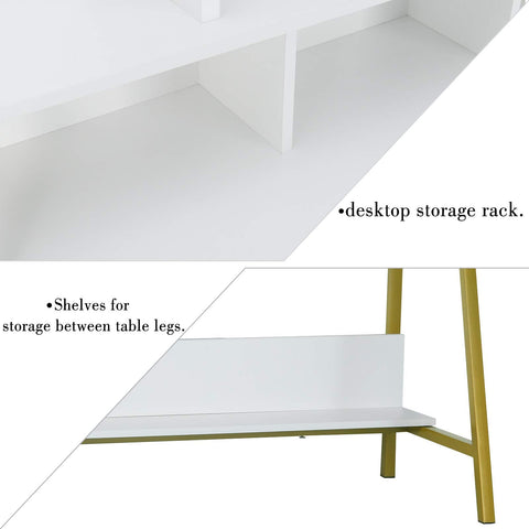 Rootz Dressing Table - Vanity Desk - Makeup Stand - Cosmetic Organizer - Beauty Station - Illuminated Console - Makeup Table - White - 90x153x40 cm