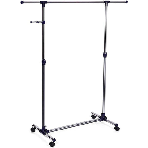 Rootz Adjustable Clothes Rack - Mobile On Wheels - Wardrobe Rack Standing - 150 x 44 x 165