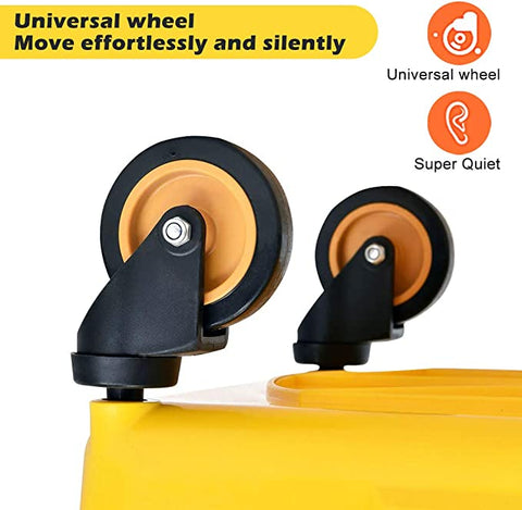 Rootz schoonmaakwagen - schoonmaakemmer - draagbare emmer op wieltjes met grote capaciteit - rollend waterschild - kunststof - metaal - geel - 60 x 36 x 84 cm