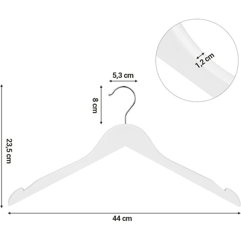 Rootz Kleiderbügel – 20 Stück – Massivholz – rutschfest – drehbarer Haken – Weiß – ?44 x 1,2 x 23,5 cm