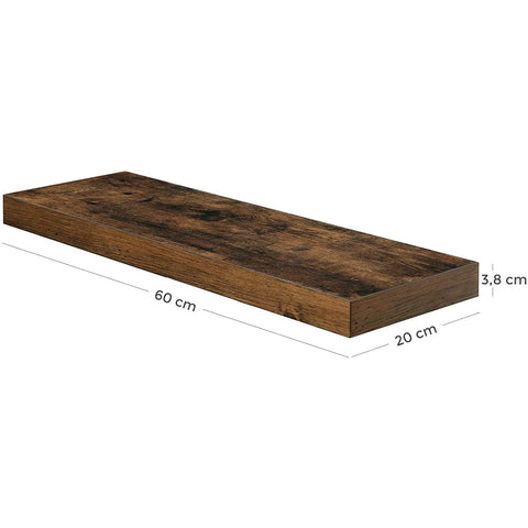 Rootz Wall Shelf - Bookshelf - Hanging Shelf - 60 x 20 x 3.8CM - Industrial