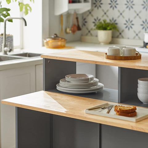 Rootz Keukeneiland - Dressoir met 2 Schuifdeuren en Opklapbaar Werkblad - Keuken Eetkamer - Dressoir Opbergkast - Kast