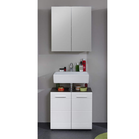 Rootz Bathroom 2-Piece Set - Bath Ensemble - Vanity Combo - Furnishing Set - Decor Suite - Bathroom Kit - Bath Duo - White High Gloss - 60 x 182 x 31 cm