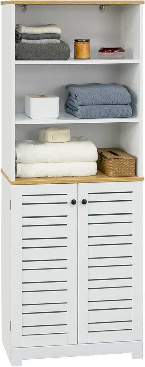 Rootz Badkamer Hoge Kast - Hoge Kast - Opbergkast met 3 Planken en 2 Deurtjes - B60 x D30 x H160cm