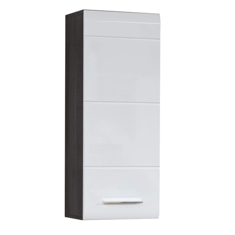 Rootz Wall Cabinet - Storage Unit - Bathroom Organizer - Wall-Mounted Shelf - Space Saver - White High Gloss/Smoky Silver - 30x77x24 cm