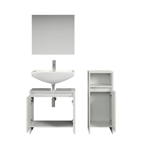 Rootz Basic Bathroom Set - Bath Ensemble - Vanity Collection - Restroom Suite - Washroom Set - Lavatory Combo - Toilet Furniture - White - 107 x 164 x 28 cm