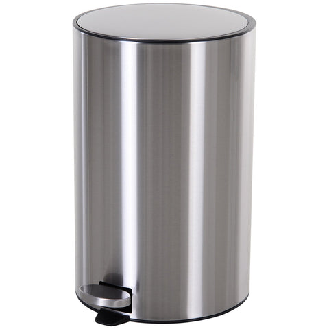 Rootz Trash Can - Pedal Bin - Inner Bucket - 20 L - Soft Close - Stainless Steel - 30.8 x 48.7 cm - Silver - Black