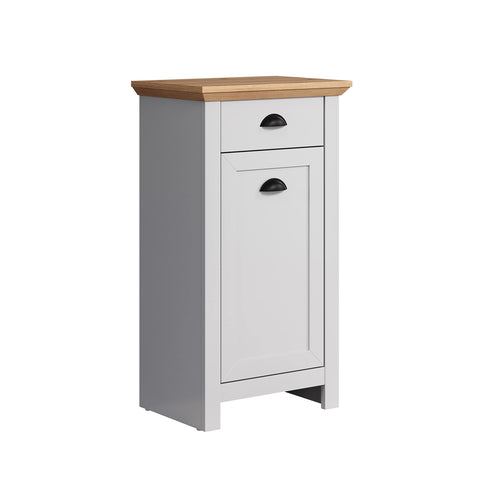 Rootz Stylish Grey Oak Bathroom Drawer Chest - Spacious Bathroom Cabinet with Drawer - Door and Shelf - Light Grey/Artisan Oak - 46x84x33 cm