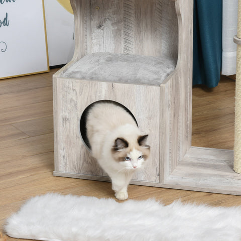 Rootz Scratching Post - Climbing Tree - Cat Cave - MDF - Gray - 66 x 38 x 88 cm