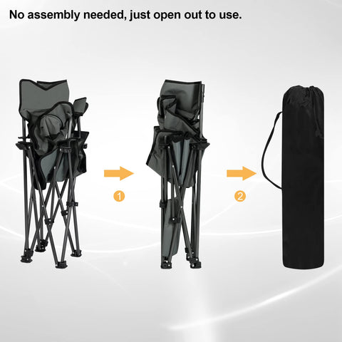 Rootz Camping Chair - Foldable Fishing Seat - Beach Lounger - Reclining Deck Chair - Portable Outdoor Furniture - Relaxation Seat - Gray - 35.7 x 7.7 x 6.9 inches