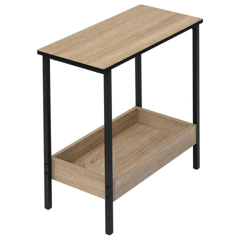 Rootz Side Table - Coffee Stand - Living Room Accent - Storage Desk - Display Platform - Lounge Furniture - Light Oak + Black - 50x55x25 cm