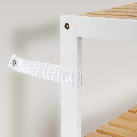 Rootz Schoenenrek - Schoenenrek - Bamboe - Rek - 3 Niveaus - Wit - Beige - 60 x 26 x 66 cm