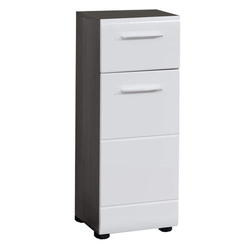 Rootz Bathroom Cabinet - Storage Chest - Vanity Unit - Washroom Drawer - Bathroom Organizer - Furniture Piece - White High Gloss/Smoky Silver - 30x80x31 cm