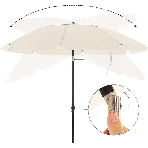Rootz Parasol - Beach Parasol - Tilt Mechanism - Octagonal - Polyester - Carry Bag - Beige - 1.6 m