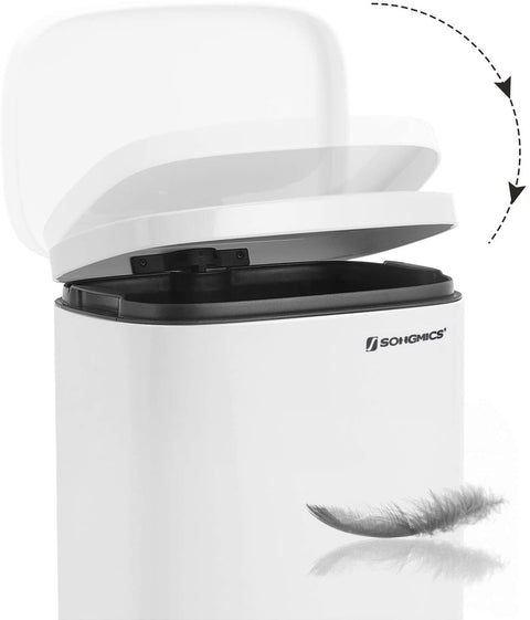 Rootz Trash can - 30L - Pedal bin - Waste bin - Inner bucket - Hinged lid - Softclose - White - 35 x 23.8 x 63 cm